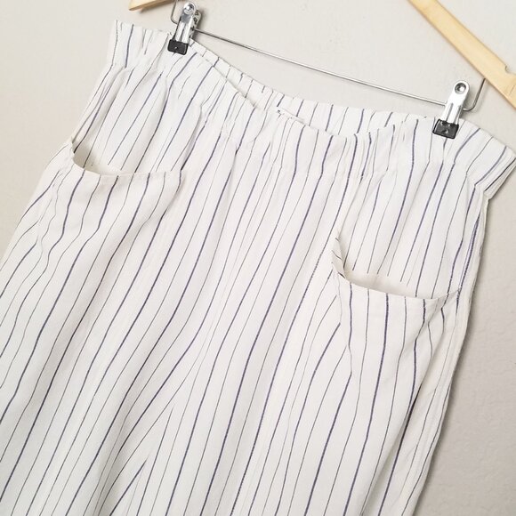 Madewell Linen-Blend Pull-On High-Rise Wide-Leg Pants White Navy Stripe XXL $88 - Picture 6 of 16